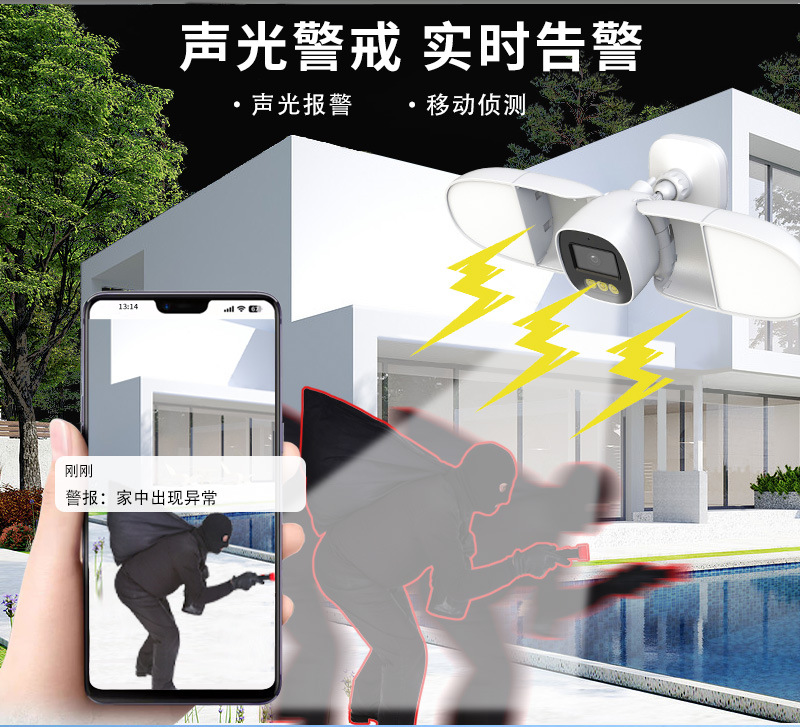 Home Security Flood Lights - Caméra IP de sécurité domestique avec