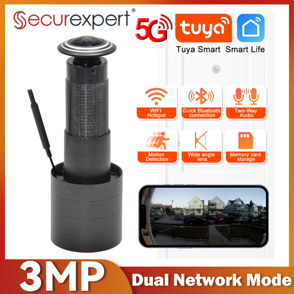 Home Security Front Door Camera - Caméra de visionneuse de porte WiFi