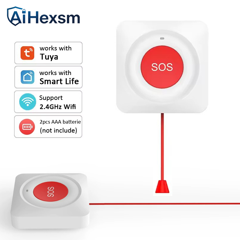 Home Security Key - Bouton SOS WiFi Tuya avec cordon