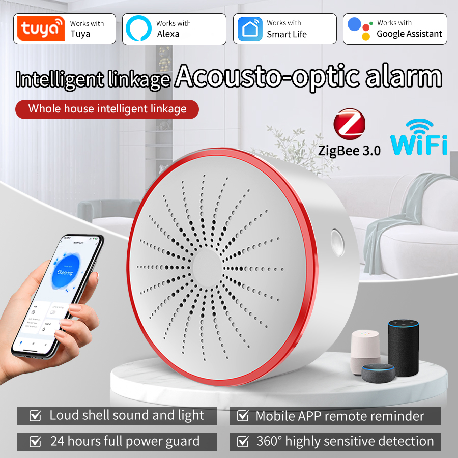 Home Security Tools - Sirène d'alarme intelligente Tuya WiFi ZigBee,