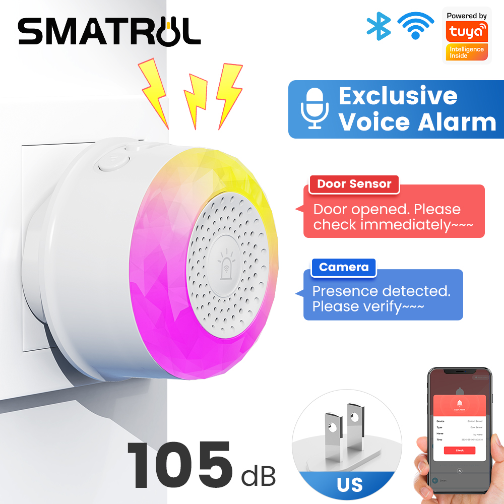 Home Security Front Door Camera - Capteur d'alarme sonore et lumineux WiFi